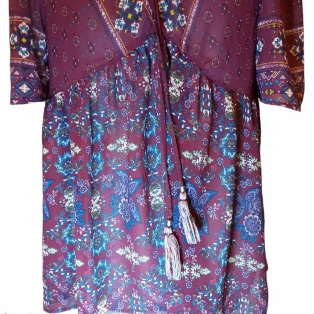 Knox Rose Bohemian Purple Babydoll Top - Picture 4 of 7